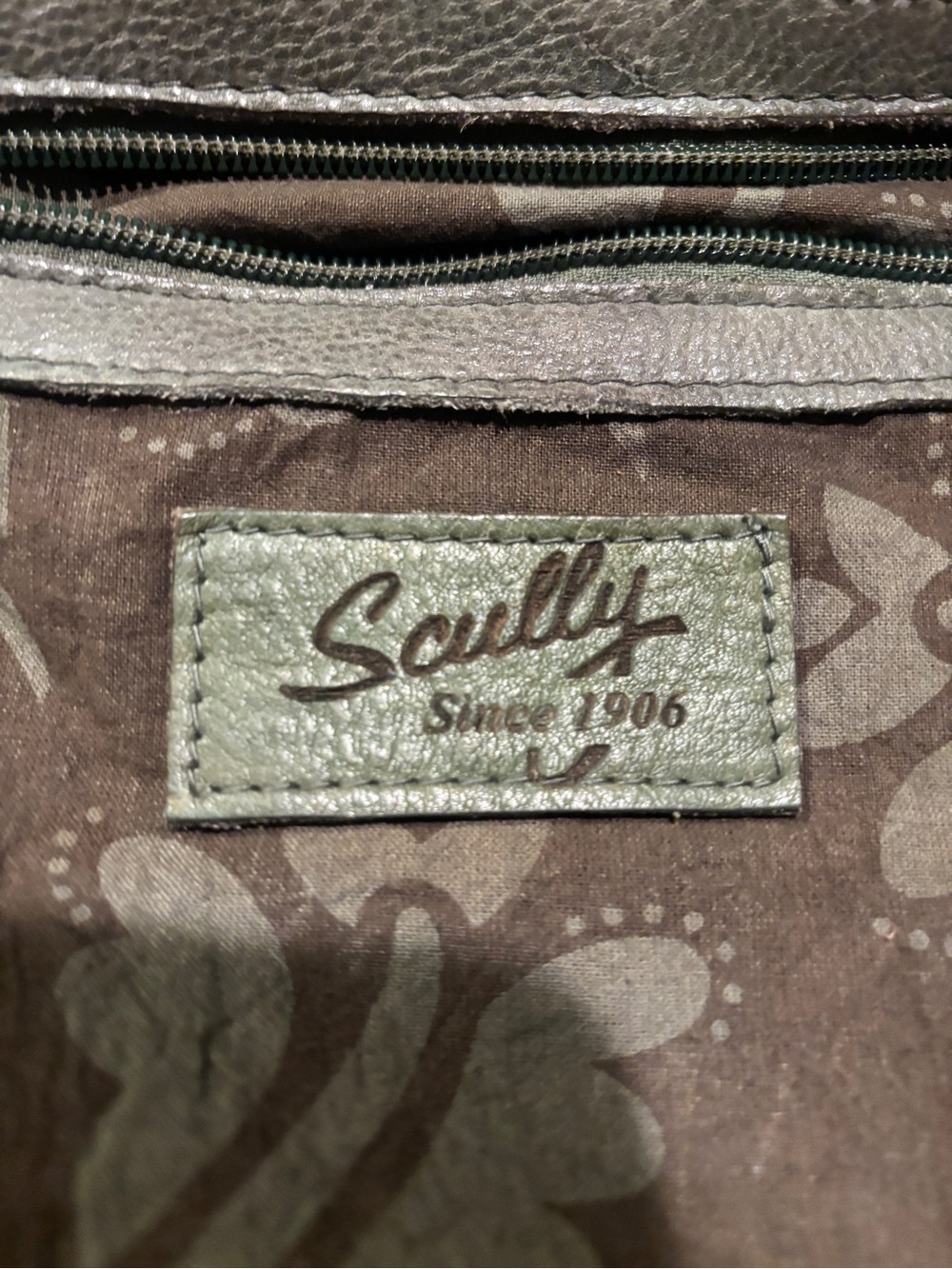 Hand-Tooled Floral Leather Tote Bag - Brown Olive SCULLY - Picture 5 of 8